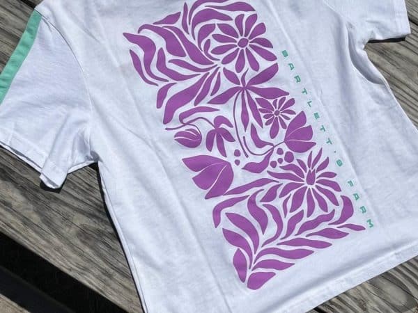 Floral Collage Striped Sleeve Tee